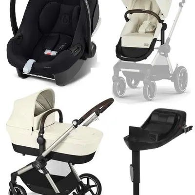 Cybex Eos Lux Wózek Głęboko-Spacerowy Rama Taupe Seashell Beige + Aton B2 i-Size Fotelik 0-13kg + Baza One Volcano Black