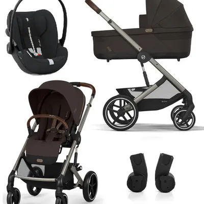 Cybex Balios S Lux 2.0 Wózek Głęboko-Spacerowy Chocolate Brown + Cybex Cloud G I - Size Fotelik Samochodowy 0-13 kg + Adaptery