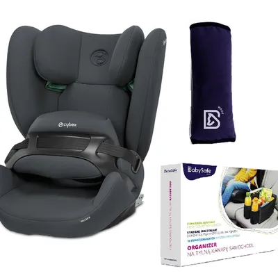 Cybex Pallas B I-Size Fotelik Samochodowy 9-50 kg Cobblestone Grey + BabySafe Organizer + BabySafe Poduszka Nakładka na Pas