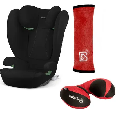 Cybex Solution B I-Fix Fotelik Samochodowy 15 - 50 kg Volcano Black + Poduszka Podróżna + Nakładka na Pas