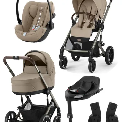 Cybex Balios S Lux 2.0 Wózek Głęboko-Spacerowy Almond Beige + Cloud G I-Size Fotelik Samochodowy 0-13kg + Baza G + Adaptery