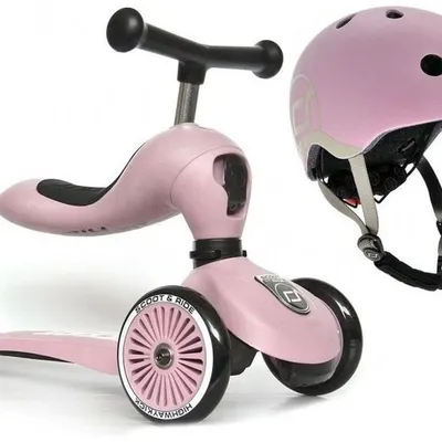 Scootandride Highwaykick 1 2w1 Jeździk i Hulajnoga 1-5 lat + Kask XXS-S Dla Dzieci 1-5 Lat Rose