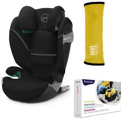 Cybex Solution S2 I-Fix Fotelik Samochodowy 15-50 kg Moon Black 2023 + BabySafe Organizer + Babysafe Nakładka Na Pas