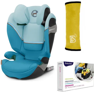 Cybex Solution S2 I-Fix Fotelik Samochodowy 15-50 kg Beach Blue 2023 + BabySafe Organizer + Babysafe Nakładka Na Pas
