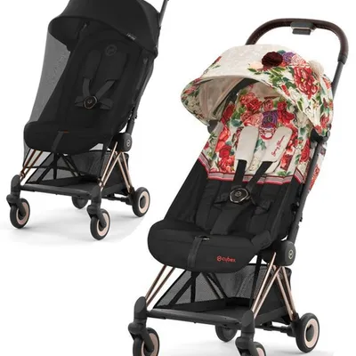 Cybex Coya Wózek Spacerowy Spring Blossom Light + Cybex Coya Moskitiera Black
