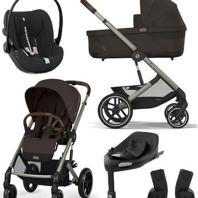 Cybex Balios S Lux 2.0 Wózek Głęboko-Spacerowy Chocolate Brown + Cloud G I-Size Fotelik Samochodowy 0-13kg + Baza G + Adaptery