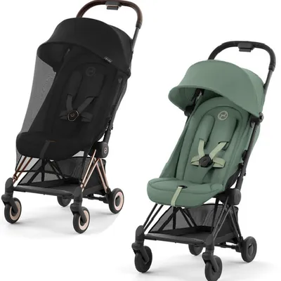 Cybex Coya Wózek Spacerowy Rama Matt Black Leaf Green + Cybex Coya Moskitiera Black