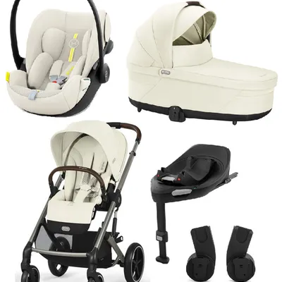 Cybex Balios S Lux 2.0 Wózek Głęboko-Spacerowy Seashell Beige + Cloud G I-Size Fotelik Samochodowy 0-13kg + Baza G + Adaptery