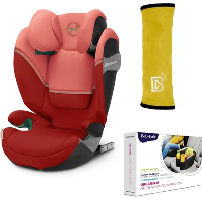 Cybex Solution S2 I-Fix Fotelik Samochodowy 15-50 kg Hibiscus Red 2023 + BabySafe Organizer + Babysafe Nakładka Na Pas
