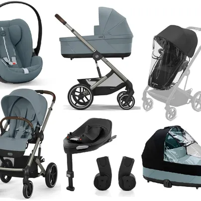 Cybex Balios S Lux 2.0 Wózek Głęboko-Spacerowy Stormy Blue + Cloud G I-Size Fotelik Samochodowy 0-13kg + Baza G + Osłony Przeciwdeszczowe + Adaptery