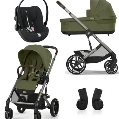 Cybex Balios S Lux 2.0 Wózek Głęboko-Spacerowy Moss Green + Cybex Cloud G I - Size Fotelik Samochodowy 0-13 kg + Adaptery