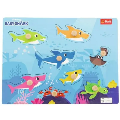 Trefl Puzzle Układanka Drewniana Baby Shark 8 Elementów