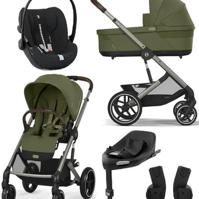 Cybex Balios S Lux 2.0 Wózek Głęboko-Spacerowy Moss Green + Cloud G I-Size Fotelik Samochodowy 0-13kg + Baza G + Adaptery