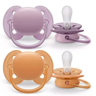 Avent Ultra Air Smoczek Uspokajający 091/33 2szt. 6-18m Fioletowy / Pomarańczowy