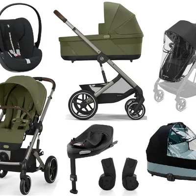 Cybex Balios S Lux 2.0 Wózek Głęboko-Spacerowy Moss Green + Cloud G I-Size Fotelik Samochodowy 0-13kg + Baza G + Osłony Przeciwdeszczowe + Adaptery
