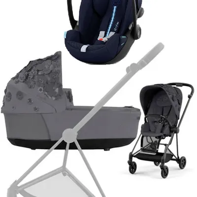Cybex Mios 3.0 Wózek Głęboko-Spacerowy Dream Grey Simply Flowers + Cybex Cloud G I-Size Fotelik Samochodowy Ocean Blue Plus