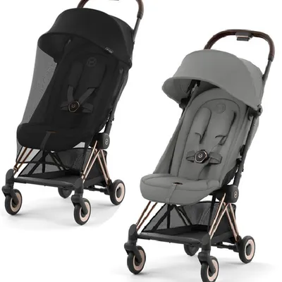 Cybex Coya Wózek Spacerowy Rama Rosegold Mirage Grey + Cybex Coya Moskitiera Black