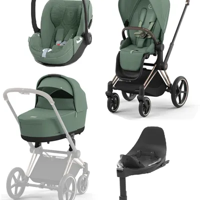 Cybex e-Priam 4.0 Wózek Głęboko-Spacerowy + Cloud T I-Size Fotelik + Baza Leaf Green