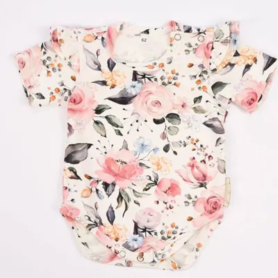 Baby In World Body Niemowlęce Krótki Rękaw Róża 56/62