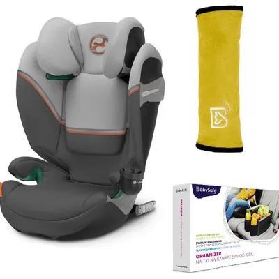 Cybex Solution S2 I-Fix Fotelik Samochodowy 15-50 kg Lava Grey 2023 + BabySafe Organizer + Babysafe Nakładka Na Pas