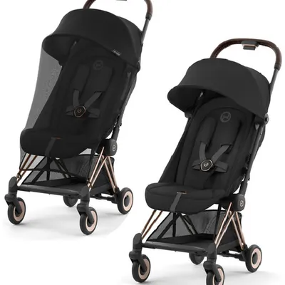 Cybex Coya Wózek Spacerowy Rama Rosegold Sepia Black + Cybex Coya Moskitiera Black
