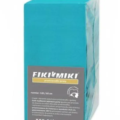 Fiki Miki Jersey Prześcieradło 120/60 Turkus