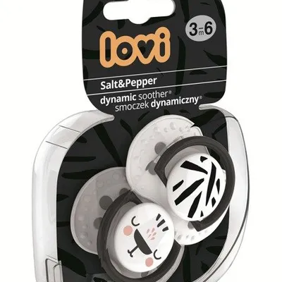 Lovi Dynamiczny Smoczek Uspokajający Silikonowy 3-6m 2szt. 22/878 Salt&Pepper