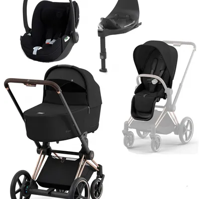 Cybex e-Priam 4.0 Wózek Głęboko-Spacerowy + Cloud T I-Size Fotelik + Baza Sepia Black