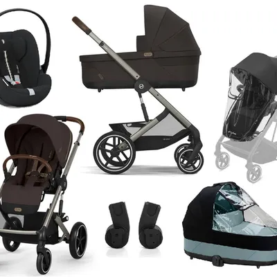 Cybex Balios S Lux 2.0 Wózek Głęboko-Spacerowy Chocolate Brown+ Cloud G I-Size Fotelik Samochodowy 0-13kg + Osłony Przeciwdeszczowe + Adaptery