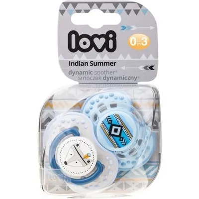 Lovi Dynamiczny Smoczek Uspokajający Silikonowy 0-3m 2szt. 22/855 Indian Summer Boy