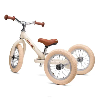 Trybike Pierwszy Rowerek Trójkołowy Dziecięcy Biegowy 2w1 Kremowy Matowy