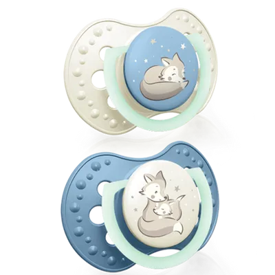 Lovi Smoczek Silikonowy Dynamiczny 0-3m 2szt Night&Day Boy