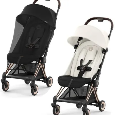 Cybex Coya Wóżek Spacerowy Rama Rosegold Off White + Cybex Coya Moskitiera Black