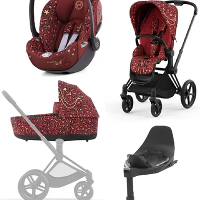Cybex e-Priam 4.0 Wózek Głęboko-Spacerowy + Cloud T I-Size Fotelik + Baza Rosenrot Red by Alec Voelkel