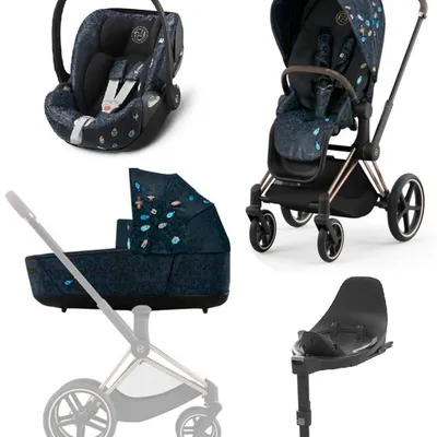 Cybex e-Priam 4.0 Wózek Głęboko-Spacerowy + Cloud T I-Size Fotelik + Baza Jewels of Nature