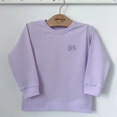 Bluza dresowa z kokardką (rozcięcia)- lila