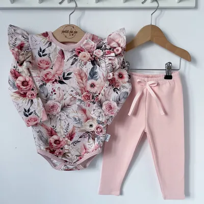 Zestaw dresowy getry + body - Sweet rose