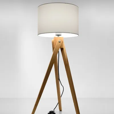 Lampa stojąca LEGNO 1 naturalne drewno biały abażur PVC E27 LED SOLLUX LIGHTING