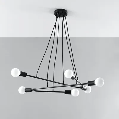 Lampa wisząca ASTRAL 6 czarna stal lampa sufitowa klasyczna loft E27 LED SOLLUX LIGHTING
