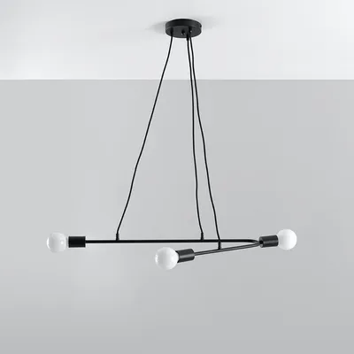 Lampa wisząca ASTRAL 3 czarna stal lampa sufitowa klasyczna loft E27 LED SOLLUX LIGHTING