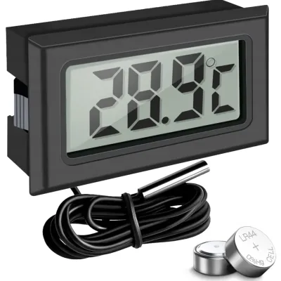 Termometr cyfrowy | Mini urządzenie pomiarowe z wodoodporną sondą | KTM-050-BLACK