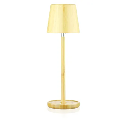 Bambusowa lampka stołowa LED z dotykową regulacją barwy | Bezprzewodowa lampka nocna w wbudowanym akumulatorem 1500 mAh, USB-C | YG-VM41C