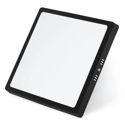 Kwadrat | Czarny plafon LED 24W | Niemrugający CCD panel natynkowy | SY-SS124-B