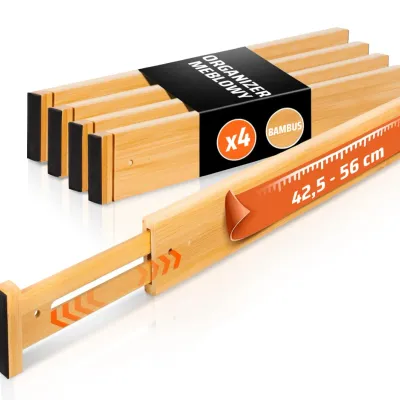 Organizer meblowy do szuflady | Bambusowe, regulowane przegródki meblowe | KBT-D456