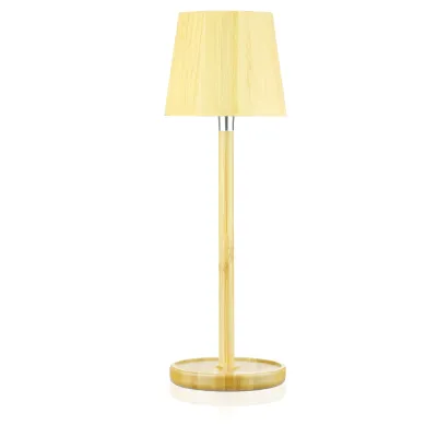Bambusowa lampka stołowa LED z dotykową regulacją barwy | Bezprzewodowa lampka nocna w wbudowanym akumulatorem 1500 mAh, USB-C | YG-VM41D