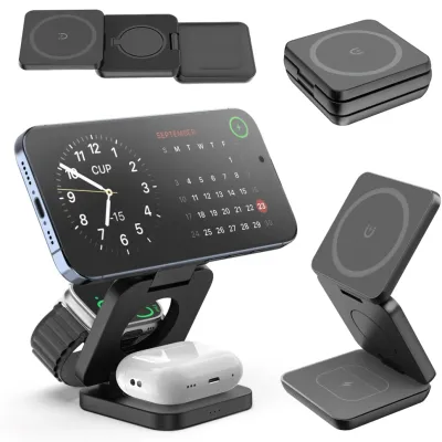 Ładowarka bezprzewodowa MagSafe | Stacja dokująca do iPhone, AirPods, Apple Watch | MD-28-15W-B