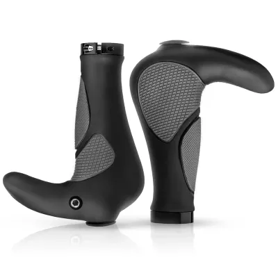 Chwyty rowerowe ergonomiczne z rogami | Antypoślizgowe uchwyty kierownicy | MTB, trekking | BHD-233-G