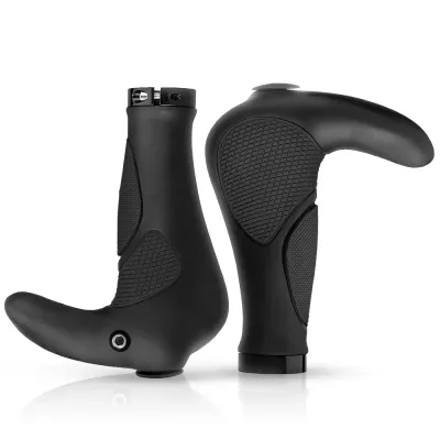 Chwyty rowerowe ergonomiczne z rogami | Antypoślizgowe uchwyty kierownicy | MTB, trekking | BHD-233-BK