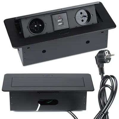 Podwójne gniazdo z uziemieniem + 2x USB chowane w blat | JX-S267K