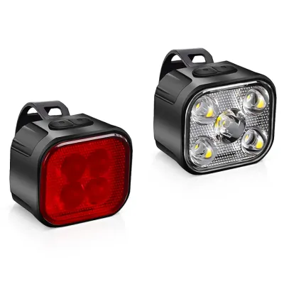 Zestaw lampek rowerowych USB LED przód + tył | Wodoodporne oświetlenie rowerowe | BK-L325